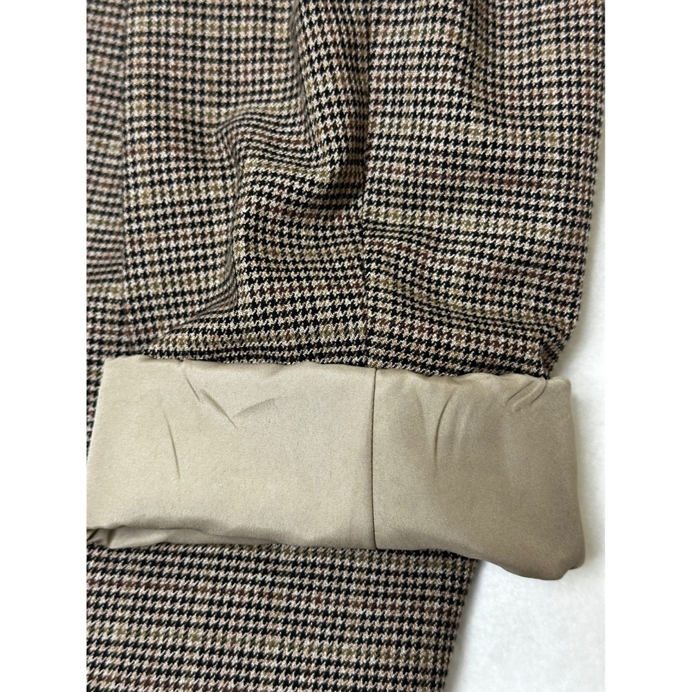 HM Brown Houndstooth Plaid Blazer Oversized Long Sleeve Jacket Small A12-099 - Picture 9 of 10